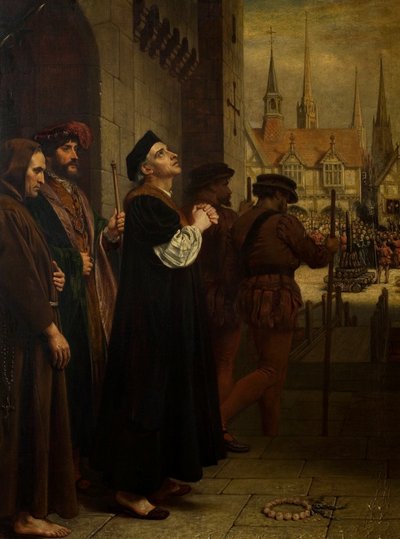 Martirio de Laurence Saunders en Coventry, panel derecho del tríptico de Charles West Cope