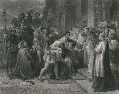 Wolsey en la Abadía de Leicester, Enrique VIII de Charles West Cope