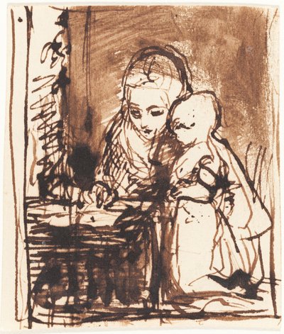 Mujer Leyendo a un Niño de Charles West Cope