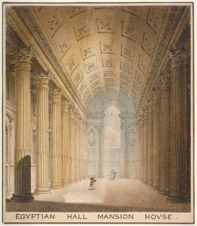 Vista interior del Salón Egipcio, Mansion House, Ciudad de Londres, 1820 de Charles Wild
