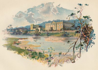 Chatsworth desde el Derwent, c. 1890 de Charles Wilkinson