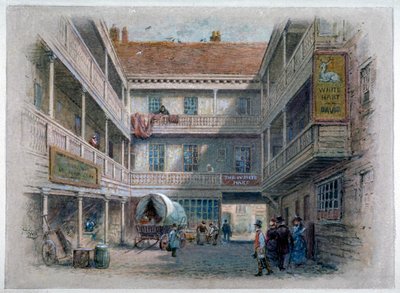 Patio del White Hart Inn, Borough High Street, Southwark, Londres, c1860 de Charles Wilkinson