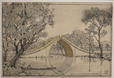 Puente en el Palacio de Verano, Pekín" de Charles W. Bartlett, HMA 28113 de Charles William Bartlett