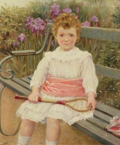Niña con una Raqueta de Bádminton de Charles William Bartlett