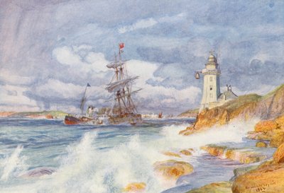 Entrada al puerto de Falmouth (litografía en color) de Charles William Wyllie