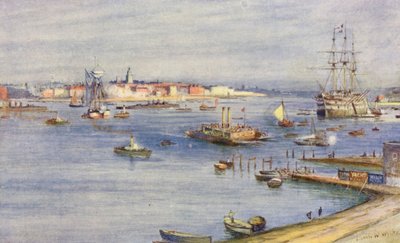 Portsmouth, desde Gosport (litografía en color) de Charles William Wyllie