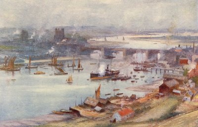 Rochester y el Medway (litografía en color) de Charles William Wyllie