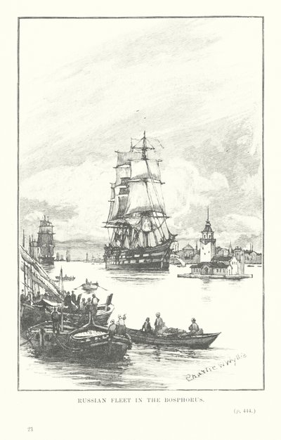 Flota rusa en el Bósforo (litografía) de Charles William Wyllie