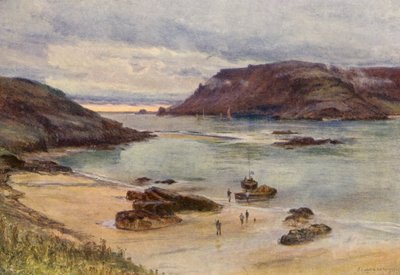 Puerto de Salcombe (litografía en color) de Charles William Wyllie