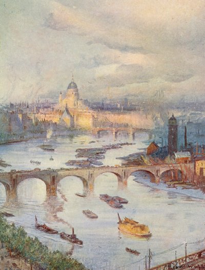 La City de Londres vista desde el National Liberal Club (litografía en color) de Charles William Wyllie