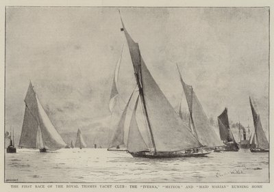 La Primera Carrera del Royal Thames Yacht Club, el Iverna, Meteor y Maid Marian Corriendo a Casa de Charles William Wyllie