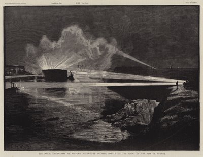 Las operaciones navales en Milford Haven, la batalla decisiva en la noche del 17 de agosto de Charles William Wyllie