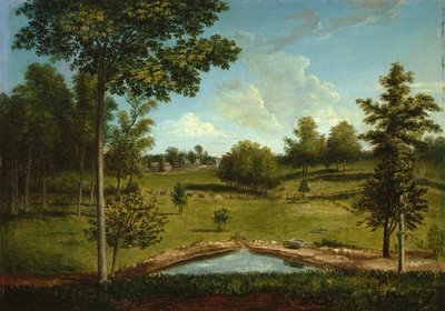Paisaje mirando hacia Sellers Hall desde Mill Bank, c.1818 de Charles Willson Peale