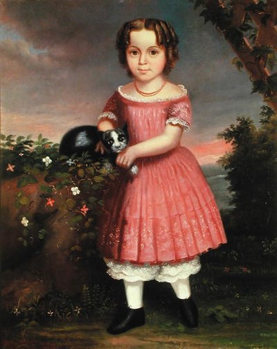 Retrato de un niño acariciando un gato de Charles Winter