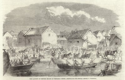El Desembarco de las Tropas Británicas en Pehtang de Charles Wirgman