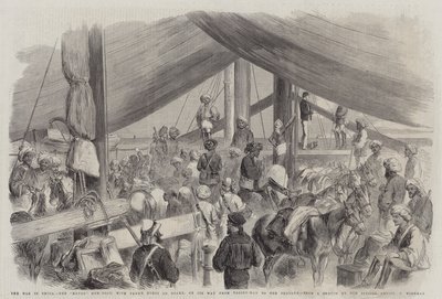 La guerra en China, el cañonero Havoc, con el caballo de Fane a bordo, en su camino de Talien-Wan a Pehtang de Charles Wirgman