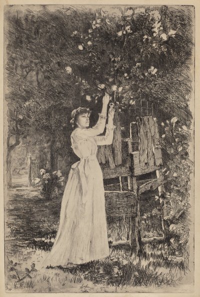 Sin título (Mujer recogiendo flores) de Charles Yardley Turner