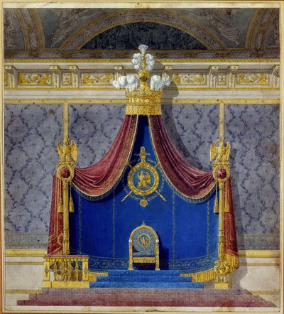 Arte de Francia: El trono de Napoleón I en el Palacio de las Tullerías creado por Charles Percier (1764-1838) y Pierre François Léonard Fontaine (1762-1853), arquitectos y decoradores franceses. Colección privada de Charles and Fontaine Pierre Percier