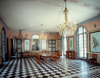 Vista del comedor del castillo de Malmaison, residencia del emperador Napoleón I (1769-1821), decorado por Charles Percier (1764-1838) y Pierre Francois Leonard Fontaine (1762-1853) 1800 de Charles and Fontaine Pierre Percier