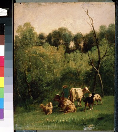 "Paisaje" Vacas en un pasto. Pintura de Charles de Luna (siglo XIX) Museo de Arte Mikhail Kroshitsky, Sebastopol (Ucrania) de Charles de Luna