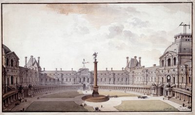 Arquitectura: proyecto para rediseñar el Salón Carré del Louvre. Dibujo en tinta y pluma por el arquitecto Charles de Wailly de Charles de Wailly