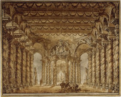 Diseño de escenario para la ópera Armide de Jean-Baptiste Lully, 1760 de Charles de Wailly