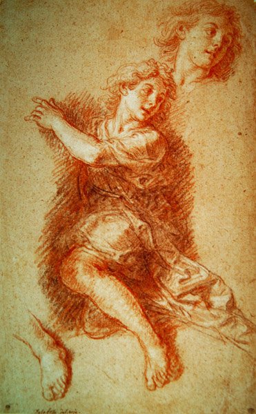 Estudio de un ángel arrodillado de Charles de la Fosse