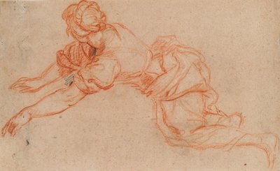 Joven mujer arrodillada y extendiendo la mano [verso] de Charles de la Fosse