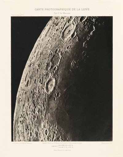 Carte photographique de la lune, planche I (Carta fotográfica de la Luna, plancha I),23 de febrero de Charles le Morvan