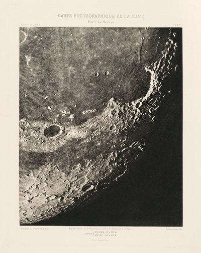 Carta fotográfica de la Luna, lámina XVII,22 de marzo de Charles le Morvan
