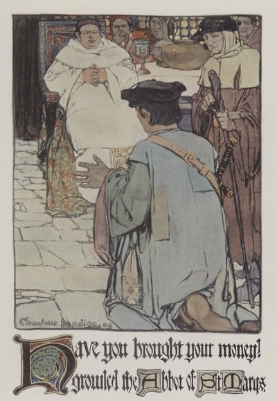Ilustración para Robin Hood (litografía en color) de Charlotte Harding