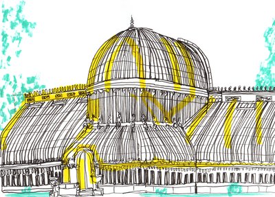 Jardines Botánicos, Belfast, 2021 (bolígrafo y marcador acrílico) de Charlotte Orr