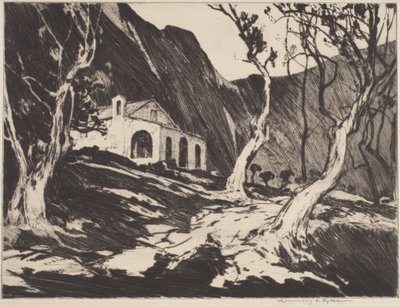 Antigua capilla de Gorbio (punta seca) de Chauncey Foster Ryder
