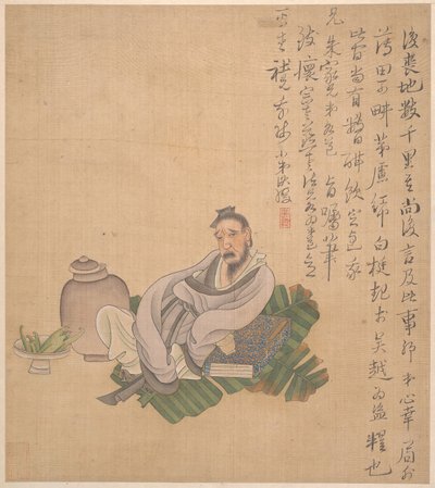 Figuras, flores y paisajes, una hoja fechada en 1627 de Chen Hongshou