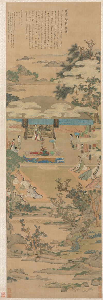 Lady Xuanwen dando instrucciones sobre los ritos de Zhou, 1638 de Chen Hongshou