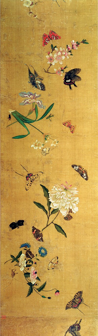 Cien mariposas, flores e insectos (detalle) de Chen Hongshou