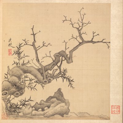 Pinturas después de maestros antiguos: Roca, árbol viejo y bambú de Chen Hongshou