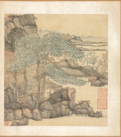 Paintings after Ancient Masters: Scholar Reading in a Thatched Hut by a Waterfall de Chen Hongshou