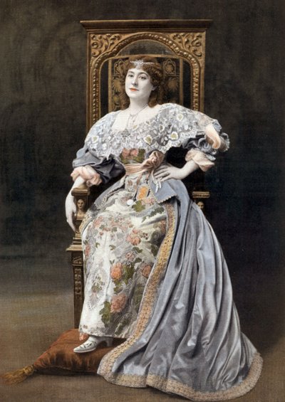 La comediante francesa Julia Bartet (1854-1941) como Marion de Lorme en la obra "Marion de Lorme" en la Comedie Francaise, París, foto de Cheri Rousseau del periódico francés "Le Theatre" del 1 de julio. de Cheri Rousseau
