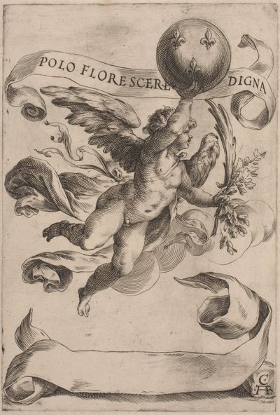 Genio con el escudo de armas de los Medici, 1605 de Cherubino Alberti