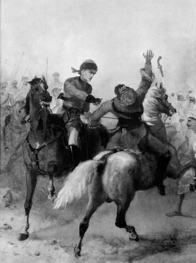 El teniente John Watson del 1er Caballería de Punjab ganando la Cruz Victoria en Lucknow durante el Motín Indio el 14 de noviembre de 1857 de Chevalier Louis William Desanges