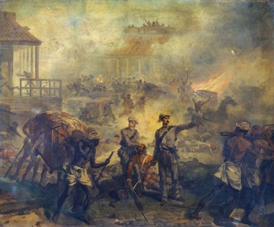 Cirujano Anthony Dickson Home VC (1826-1914) y Asistente de Cirujano William Bradshaw VC (1830-61) en Lucknow durante el Motín Indio en 1857, 1857 de Chevalier Louis William Desanges