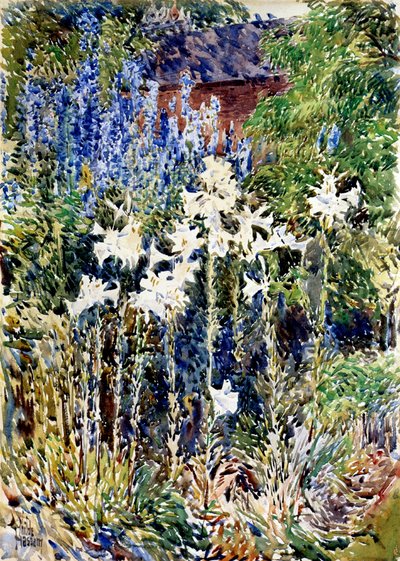 Un jardín de flores de Childe Frederick Hassam