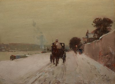 A lo largo del Sena, en invierno de Childe Frederick Hassam