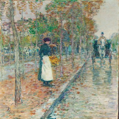 Boulevard de otoño, París (óleo sobre lienzo) de Childe Frederick Hassam