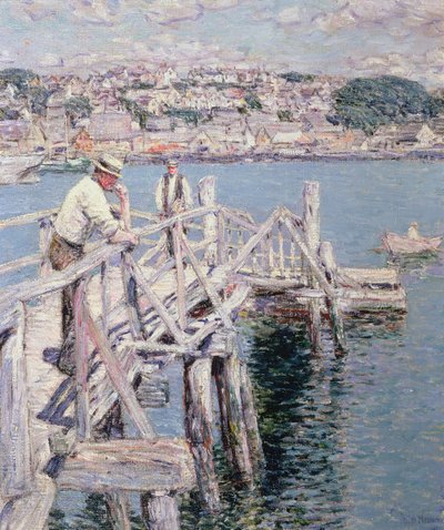 Escenario del muelle, Gloucester de Childe Frederick Hassam