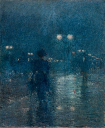 Nocturno de la Quinta Avenida, c.1895 (óleo sobre lienzo) de Childe Frederick Hassam