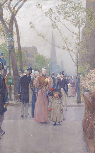 Quinta Avenida, c.1890 (acuarela sobre papel) de Childe Frederick Hassam