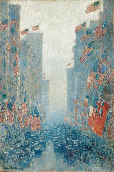 Banderas, Tarde en la Avenida de Childe Frederick Hassam