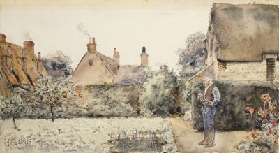 En el jardín, c.1889 (acuarela, blanco chino y lápiz sobre papel colocado sobre tabla) de Childe Frederick Hassam